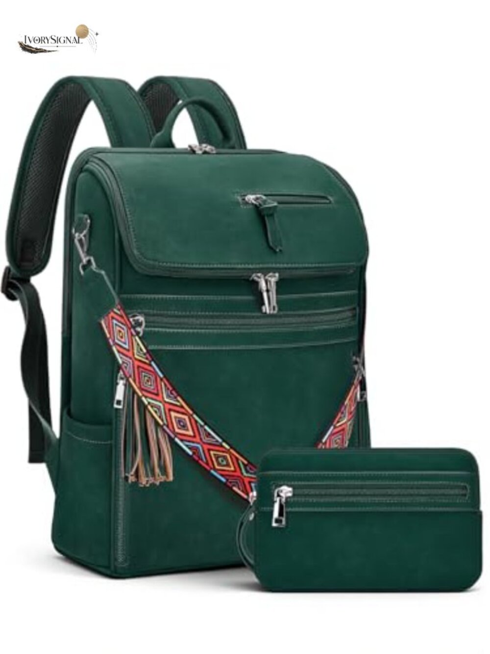 Convertible Faux Leather Laptop Backpack for Women 16.5"